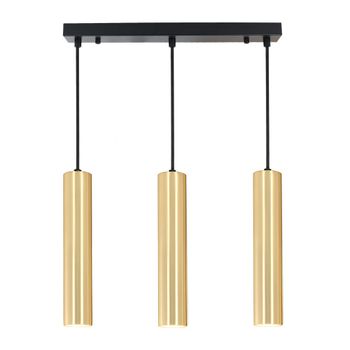 Lámpara de techo lineal 3 luces, tubos 30cm gu10, dorado