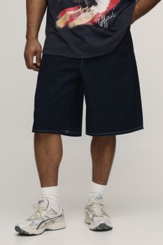 Pantalón Deportivo Plus Holgado Con Bordado En Contraste, Azul