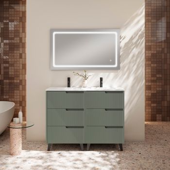 Mueble Ezio 120 Cm 6c, Verde Arcilla. Pack Mueble + Lavabo.