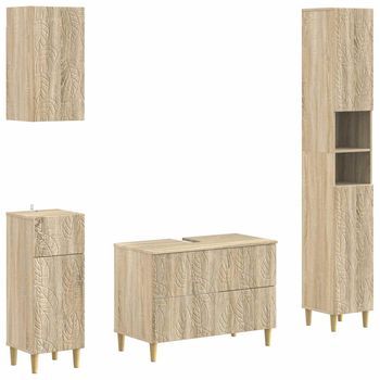 Juego De Armarios De Baño De 4 Piezas Delft Roble Sonoma Vidaxl