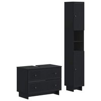 juego de gabinete de bano de 2 piezas ede negro vidaxl
