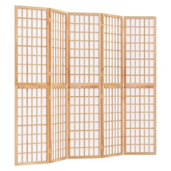Biombo Plegable Con 5 Paneles Estilo Japonés 200x170 Cm Vidaxl