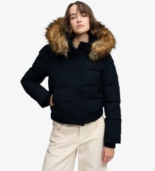 Superdry para mujer. W5011785A Chaqueta Bomber Everest marino (XS), Casual, Poliéster