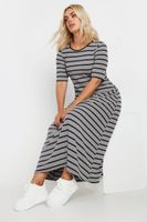 yours vestido largo gris de rayas mujer curvy y tallas grandes yours