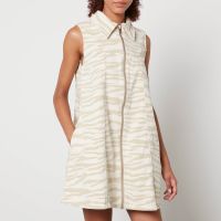 ganni zebra-print denim mini dress - eu 42uk 14