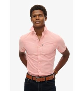 Superdry para hombre. M4010944A Camisa Oxford de manga corta rosa (XL), Casual, Algodón Orgánico, Sostenible