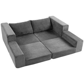HOMCOM Sofá cama 4 en 1 función de cama extensible sofá plegable cojines 2 plazas Gris