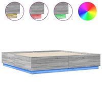 estructura de cama con luces led madera gris sonoma 200x200 cm vidaxl
