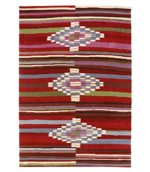 Azteca 193 - Alfombra de estilo étnico de Pura Lana Virgen