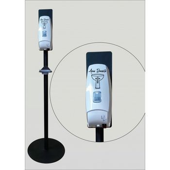 Dispensador Automático Para Agua Bendita Con Soporte De Pie. Diseño 1 Logo Color Negro