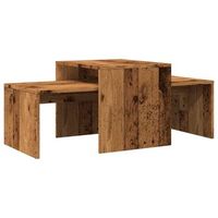 set mesas de centromesa auxiliarmesita de centro madera ingenieria envejecida 100x48x40 cm