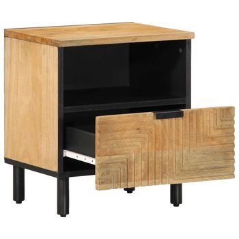 Mesita De Noche | Mesilla De Noche Marrón 40x33x46 Cm Madera Maciza Mango