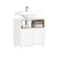mueble para debajo del lavabo fregadero armario de bano de suelo con 2 puertas y 1 estante abierto blanco 60 x 30 x 61 cm bzr148-w sobuy es