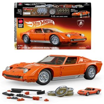 Mattel Brick Shop Hot Wheels Lamborghini Miura P400 SV, Set Bloques Construcción +17 años