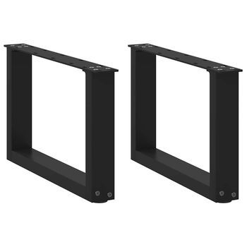 Patas Para Mesa De Centro En Forma De U (2 Unidades), Color Negro, 50 X (30-31) Cm, Acero Vidaxl