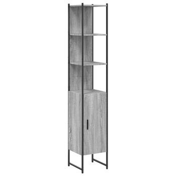 Armario De Baño | Mueble Baño Madera De Ingeniería Gris Sonoma 33x33x185,5 Cm