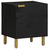 mesita de noche - mueble de dormitorio - madera maciza de mango - negro 40x33x46cm