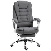 vinsetto sillon de oficina ejecutivo silla para ordenador con reposapies respaldo reclinable apoyabrazos acolchados en lino gris   aosom espana