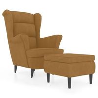 sillon orejero y taburete de terciopelo marron vidaxl