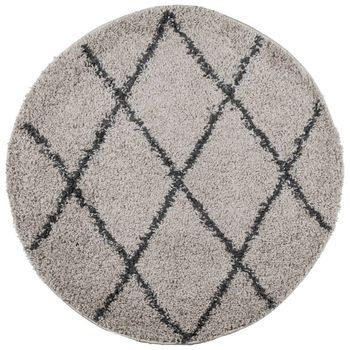 Alfombra De Pelo Largo Moderna Pamplona Beige Antracita Ø120 Cm Vidaxl