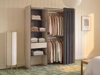 vestidor con 1 cajon y cortina 160-110 cm natural y grafito