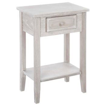 Well Home - Mesita De Noche De Madera Natural Blanqueada|l. 45 X P. 30 X A. 67 Cm