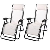 pack de 2 sillas tumbonas con reposabrazos - blanco roto