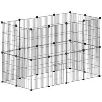 pawhut jaula para animales pequenos valla metalica modular para mascotas con puerta y paneles de acero 120x60x80 cm negro