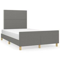 estructura de cama con cabecero de tela gris oscuro 120x200 cm