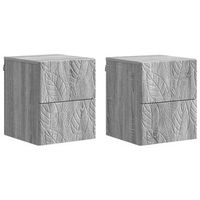 mesita de noche de pared 2 uds sonoma gris 345 x 33 x 40 cm vidaxl