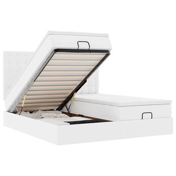 Estructura Cama Otomana Colchones Blanco Puro 180x200cm Vidaxl