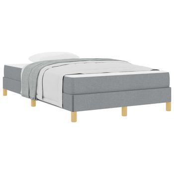 Cama Matrimonial | Cama Para Adulto | Cama Tipo Box Spring Con Colchón Gris Claro 120 X 190 Cm Tela