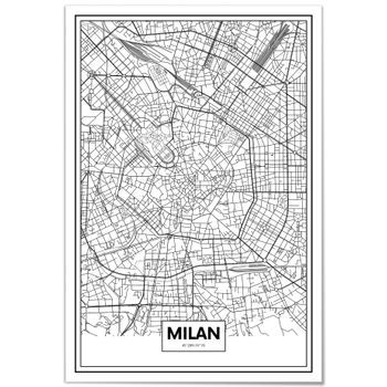 Panorama Cuadro De Aluminio Mapa De Milán 70x100 Cm