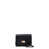 bolso de mano de piel texturizada con cierre de metal y bambu black taglia unica