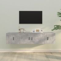set de 3 uds muebles tv  mueble de salon  armario tv madera contrachapada gris hormigon cfw788821