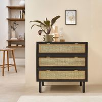 comoda de mango macizo y rejilla negra de 90 cm