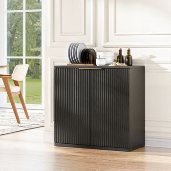 Aparador - Mueble Para Salón Y Dormitorio - Mdf - Negro (80x40x80cm)