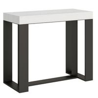 consola extensible de fresno blanco con patas de metal antracita 14 plazas de 40 a 300 cm fonja