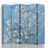legendarte - biombo almendro en flor - vincent van gogh - separador de ambientes para interiores cm 180x170 5 paneles