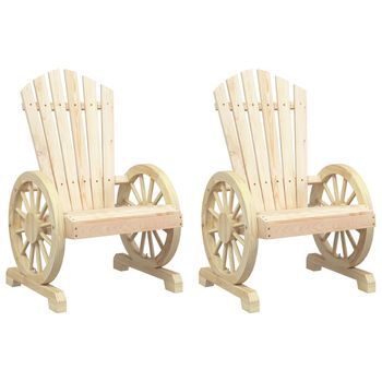 Pack 2 Uds Sillones De Jardín | Silla De Jardín | Silla De Exterior Adirondack Madera Maciza De Abeto
