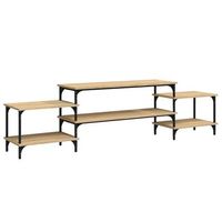mueble tv  mueble de salon  armario tv madera contrachapada roble sonoma 197x35x52 cm