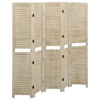 biombo separador de ambientes 5 paneles 175 x 165 cm en madera de paulownia marron dec030925