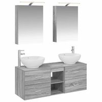 juego de muebles de bano 5 uds sonoma gris vidaxl