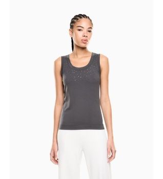 EA7 para mujer. 7W001014_AF13919 Camiseta de tirantes en mezcla de viscosa Precious gris (M), Casual, Deportivo, Sin mangas / Tirantes