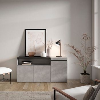 Aparador efecto madera cemento 150x35x75cm