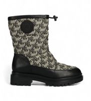 lauren ralph lauren para mujer 802882382001 botines de piel coree de jacquard con monograma negro 36 plano ninguno casual