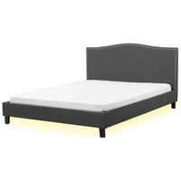 cama tapizada en poliester gris 180 x 200 cm diseno tradicional con cabecero glamour con led blanca montpellier