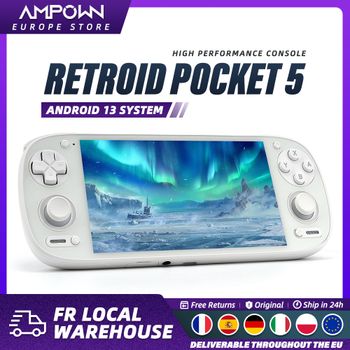 Consola de Juegos Portátil Android Retroid Pocket 5, Reproductor de Juegos Retro, Pantalla Táctil AMOLED de 5.5 Pulgadas, Snapdragon 865, 8 GB de RAM, 128 GB UFS, 5000 mAh, WiFi6, BT5.1, Joystick