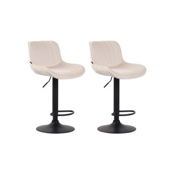 Set de 2 Taburetes de bar regulable en Terciopelo Crema