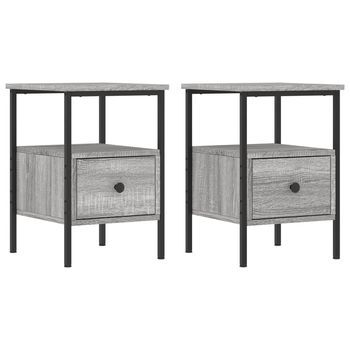 Mesitas Noche 2 Uds Madera Ingeniería Gris Sonoma 34x36x50 Cm Vidaxl